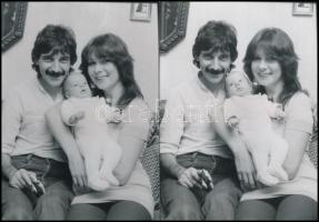 cca 1984 Képriport Eszenyi Viktória énekesnő és Heilig Gábor zenész családi életéről, 13 db vintage ...