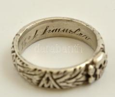 cca 1940 ezüst (Ag.) Waffen SS gyűrű, belül gravírozott felirattal, jelzés nélkül, jó állapotban, mé...