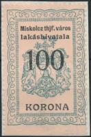 1921 Miskolc lakáshivatali illetékbélyeg 100K alul fogazatlan (10.400)