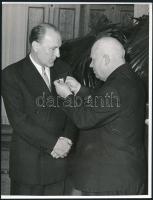 1963 Kádár János és Hruscsov Budapesten és Kazincbarcikán, 3 db vintage fotó, 18x24 cm