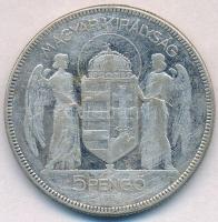 1930. 5P Ag "Horthy jobbra" T:3 patina 
Adamo P8