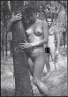 cca 1976 A bűnbeesést megelőző négy pillanat, 4 db szolidan erotikus fénykép, vintage negatívokról k...