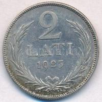 Lettország 1925. 2L Ag T:2 patina  Latvia 1925. 2 Lati Ag C:XF patina  Krause KM#8