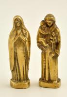 2 db sárgaréz szobrocska: Páduai Szent Antal, Szűz Mária, m: 9 cm