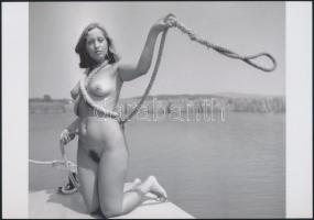 cca 1976 Az Agárd hajó kezdő matróza, 4 db szolidan erotikus fénykép, vintage negatívokról készült mai nagyítások, 25x18 cm / 4 erotic photos, 25x18 cm