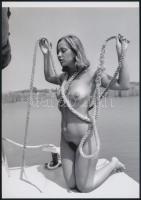 cca 1976 Az Agárd hajó kezdő matróza, 4 db szolidan erotikus fénykép, vintage negatívokról készült m...