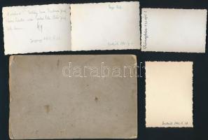 1933-1942 4 db katonafotó, köztük erdélyiek is (Somkerék, Jegenye) + 1 db fotó, hátuljukon feliratoz...