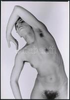 cca 1974 Bozontos szép emlékek, 3 db szolidan erotikus fénykép, vintage negatívokról készült mai nag...