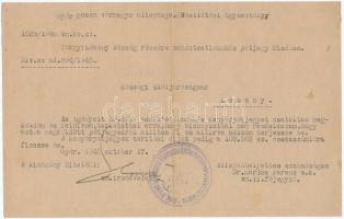 Hegyeshalom 1944. "Hússzelvény" ívben (78x) hátoldalán kenyérjegy kiadásáról szóló közlöny...