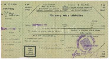 Hegyeshalom 1944. "Hússzelvény" ívben (78x) hátoldalán kenyérjegy kiadásáról szóló közlöny...