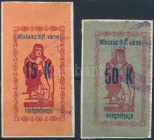1922 Miskolc Ínség bélyeg 15K + 50K 2-2 oldalon fogazatlan (6.000)