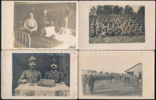 cca 1916 Katonai privát fotólapok, 13 db vintage fénykép, hat datált vagy feliratozott, 9x14 cm