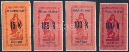 1922 Miskolc Ínség bélyeg 15K + 3 x 100K (11.000)