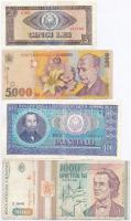 Románia 8db-os vegyes bankjegy tétel T:III,III- Romania 8pcs of various banknotes C:F,VG