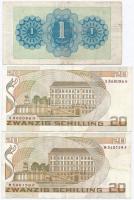 Ausztria / Szövetséges megszállás 1944. 1Sch + 1986. 20Sch (2x) T:III,III- tűly.
Austria / Allied o...