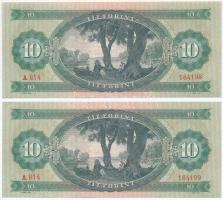 1962. 10Ft (2x) sorszámkövetők T:I