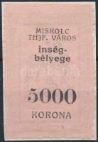 1923 Miskolc városi Ínség bélyeg 5.000K felső részen fogazatlan (5.200)
