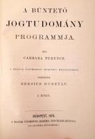 Carrara, (Francesco) Ferencz: A büntető jogtudomány programmja. Fordította Beksics Gusztáv. I-II. kö...