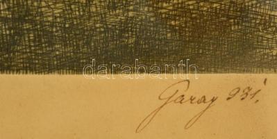Garay Ákos (1866-1952): Csikós 1931, rézkarc, papír, jelzett, üvegezett fa keretben, 24×19,5 cm
