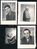 cca 1968 Színész portrék - Kelen Tibor, Alfonzó, Simor Erzsi és Kibédi Ervin színészről készült vintage negatív, nézőképpel, 7x6 cm