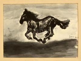 Olvashatatlan jelzéssel: Vágtató ló. Akvarell, papír, 23×32 cm