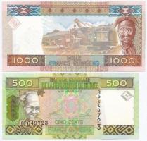 Guinea 2006. 500Fr + 2010. 1000Fr "50 éves a guineai valuta" emlékkiadás, vágott T:I,III
...