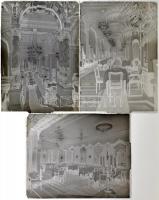 cca 1930 Budapest, New York kávéház, 3 db üveglemez negatív, 9x12 cm