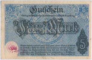 Német Birodalom / Szászország / Annaberg im Erzgebirge 1918. 5M szükségpénz vízjeles papíron, száraz...