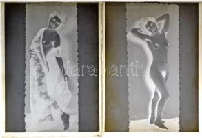 cca 1938 Pucéran, kacéran, 2 db üveglemez repró negatív Fekete György (1904-1990) budapesti fényképész hagyatékából, 12x9 cm