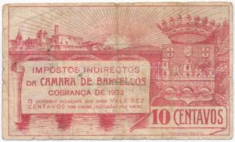 Portugália / Barcellos(?) 1922. 10c szükségpénz T:III- szakadás Portugalia / Barcellos(?) 1922. 10 Centavos necessity notes C:VG tear