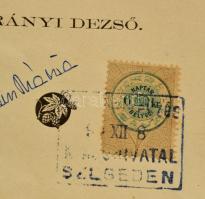 1895 Almanach az 1895. évre. Összeáll.: Irányi Dezső. Szeged, 1895, Endrényi Imre. 6 kr naptárbélyeg...
