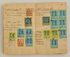 1923-1934 Fejes Viktor kárpitosmester (Bp. VI. Diós u. 2.) forgalmi adókönyve 679 db ép bélyeggel (a...