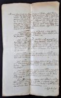1836 Kiskunszabadszállás város szerződése helyi kocsma és földek bérletéről . A városi elöljárók aláírásával és a város címeres pecsétjével