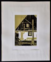 Portik Sándor (1959-): Gémes kút. Színes linómetszet, papír, jelzett, 13,5×10 cm