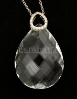 Ezüst(Ag) lánc, topáz medállal, jelzett, medál: 4x3 cm, h: 44 cm, bruttó: 18,6 cm