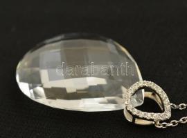 Ezüst(Ag) lánc, topáz medállal, jelzett, medál: 4x3 cm, h: 44 cm, bruttó: 18,6 cm