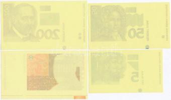 Horvátország 1993 (1994). 5K előlapi színpróba + 50K előlapi színpróba + 200K előlapi és hátlapi szí...