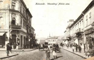Kolozsvár, Cluj; Wesselényi Miklós utca, Hirsch Adolf üzlete / street view, shops (b)