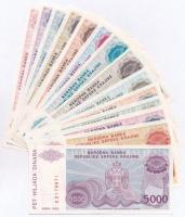 Horvátország/Krajna Szerb Köztársaság 1993. 5000D + 50.000D + 100.000D + 500.000D + 5.000.000D + 100.000.000D + 500.000.000D + 5.000.000.000D + 10.000.000.000D + 50.000.000.000D + 1994. 1000D + 10.000D + 500.000D + 1.000.000D + 10.000.000D T:I Croatia/Republic of Serbian Krajina 1993. 5000 Dinara + 50.000 Dinara + 100.000 Dinara + 500.000 Dinara + 5.000.000 Dinara + 100.000.000 Dinara + 500.000.000 Dinara + 5.000.000.000 Dinara + 10.000.000.000 Dinara + 50.000.000.000 Dinara + 1994. 1000 Dinara + 10.000 Dinara + 500.000 Dinara + 1.000.000 Dinara + 10.000.000 Dinara C:UNC Krause R20.a, R21.a, R22.a, R23.a, R24.a, R25.a, R26.a, R27.a, R28.a, R29.a, R30.a, R31.a, R32.a, R33.a, R34.a