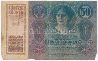 1914. 50K (3x) szerb felülbélyegzésekkel T:III- szakadások, egyiken anyaghiány  Adamo K24Be