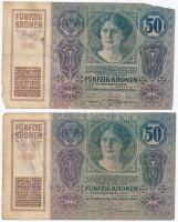 1914. 50K (3x) szerb felülbélyegzésekkel T:III- szakadások, egyiken anyaghiány 
Adamo K24Be