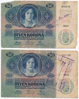 1914. 50K (3x) szerb felülbélyegzésekkel T:III- szakadások, egyiken anyaghiány 
Adamo K24Be