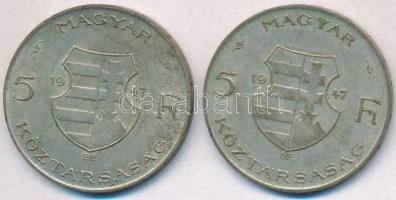 1947. 5Ft Ag "Kossuth" (2x) T:2-