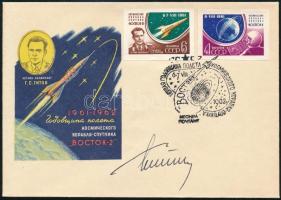 German Tyitov (1935-2000) szovjet űrhajós aláírása emlékborítékon /  Signature of German Titov (1935-2000) Soviet astronaut on envelope