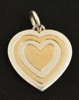 Aranyozott ezüst(Ag) Gucci szív alakú medál, jelzett, 3x3 cm, nettó: 13,8 g
