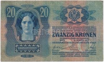 1913. 20K nehezen olvasható "BÁCS-BODROG VÁRMEGYE..." felülbélyegzéssel T:III