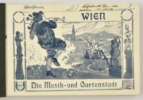 Wien. Die Musik- und Gartenstadt. Wien, é.n., Brüder Kohn. Kiadói fűzött haránt alakú papírkötés, 32...
