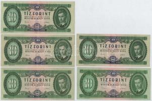 1962. 10Ft (4x) + 1969. 10Ft + 20Ft (3x) közte 2db sorszámkövető T:I-,II,III