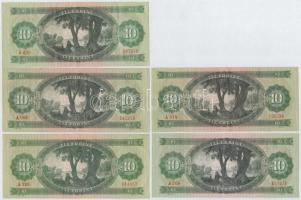 1962. 10Ft (4x) + 1969. 10Ft + 20Ft (3x) közte 2db sorszámkövető T:I-,II,III