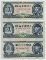 1962. 10Ft (4x) + 1969. 10Ft + 20Ft (3x) közte 2db sorszámkövető T:I-,II,III